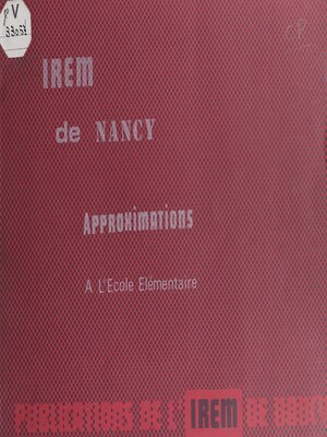 cover image of Approximations à l'école élémentaire